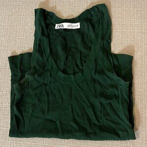 Green Zara ribbed Tank Top
